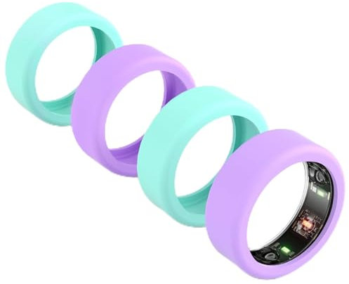 Silikon-Ringabdeckungen – kompatibel mit Oura Ring 4/3/Ultrahuman, Luftschutz, kratzfeste, elastische Hüllen für Training (Violett-Grün, M für 11/12/13/14/15)