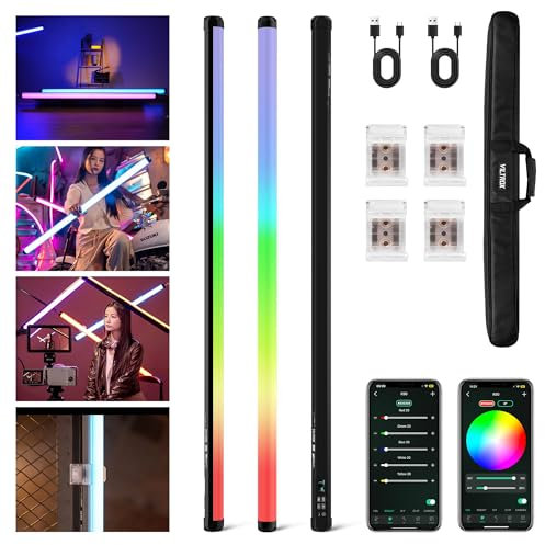 VILTROX K90 2 Pack RGB Tube Light, 30W 38 pollici Grande RGBWY Fotografia LED Video Stick Light Wand con APP/2.4G/Telecomando, CRI 97+, 26 Scene, 2500K-8500K, 14.8V/3300mAh Batteria, Chip Magnetico