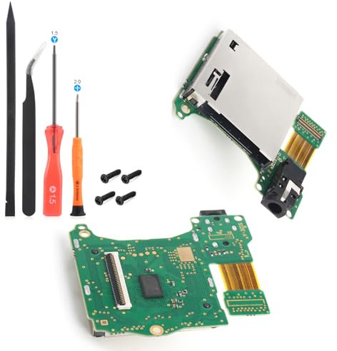 RongZy Game Card Reader Replacement For Nintendo Switch HAC-001 Game Console Card Slot For NS Switch With Headphone Jack Console Reader Slot With Repair Kit And Screws
