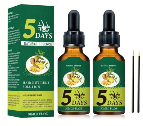 Ingwer Haarserum Intensivpflege – Natürliches Haarwuchs-Elixier mit Ginger-Extrakt für Haarwurzel-Regeneration, Kopfhautpflege & Glänzendes Haar(30ml) (zwei Flaschen)