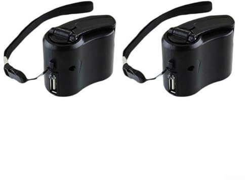 ZiStarlilife Generador de manivela portátil USB de emergencia- cargador de fuente de alimentación móvil con dinamo manual para acampar al aire libre, viajes, senderismo, paquete de 2 (negro)