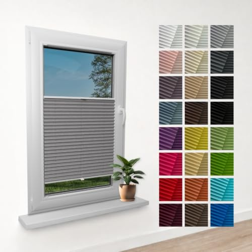 STELGE - Standard Plissee mit Bohren I auf Maß gefertigt I Breite 30-129 cm I Höhe 50-230 cm I Blickdichte und lichtdurchlässige Rollos I 24 Farben Standard-Stoff (Höhe von 150 cm bis 230 cm)