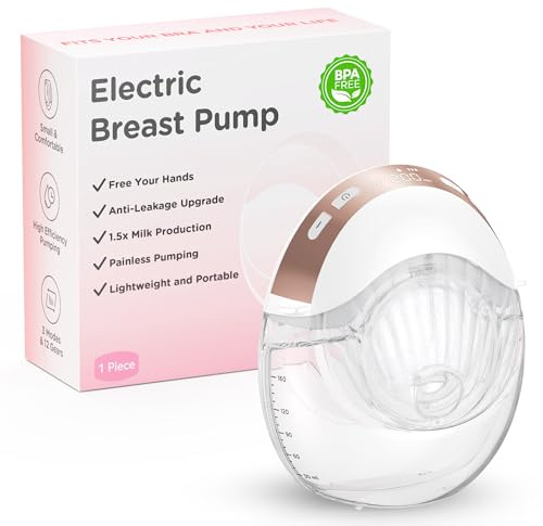 Haokoo Milchpumpe Elektrisch Freihändig, Integrierte Elektrische Milchpumpe Tragbar für mehr Privatsphäre, Auslaufsicheres Upgrade, 3 Modi und 12 Stufen, mit 17/19/21/24mm Flansch, 1 Stück