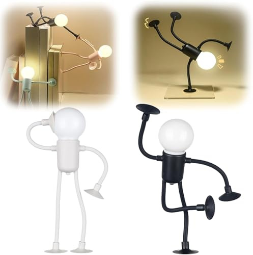 Ziswin LED Nachtlicht für Kinder,Lustige Lampe Warmweiß Veränderbarer Form und Lustigem Sportler Nachtlicht, Deko Lampe Batterie Nachttischlampe,DIY Form Nachtlicht für Schlafzimmer (Schwarz+Weiß)