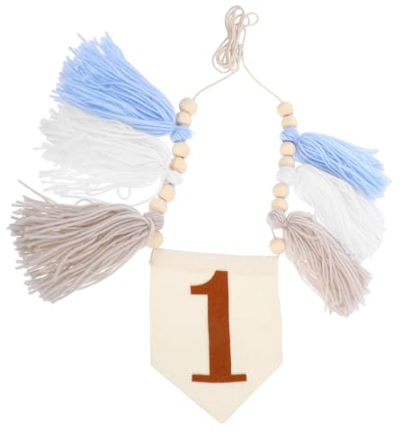 FUNOMOCYA Boho Birthday High Chair Banner mit Holzperlen und Fransen Geburtstagsdeko für Mädchen und Jungen Einfache Montage Fotohintergrund Party Girlande