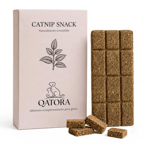 QATORA Tableta de Hierba gatera 60g – Snack liofilizado Gatos Vegetal, troceable en porciones, Alternativa sin Carne, Formato masticable, 100% Natural.