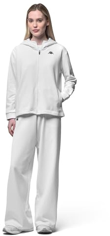 Kappa IGRITTA - Forro Polar para Mujer - en French Terry de 280g - Ajuste Regular con Cremallera y Puños de Canalé - Diseño de Calidad y Estilo Deportivo - Color Blanco y Talla M