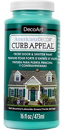 DecoArt Americana Décor Curb Appeal Door Jar Of Paint, Acrylic, Lakeside Green, 7 x 7 x 15 cm