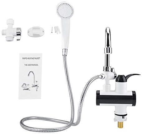 Fdit Erogatore istantaneo per Acqua Calda e Fredda Riscaldatore Riscaldamento Termostato Display Temperatura con soffione Doccia EU(#1 Under Inlet)
