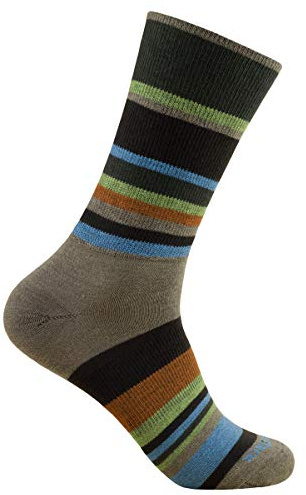 Wrightsock - 1 Paar Herren/Damen Profi Sportsocke, Laufsocke, Wandersocke, Modell Stride, in Stripes gestreift, doppel-lagig, Crew (wadenhoch)