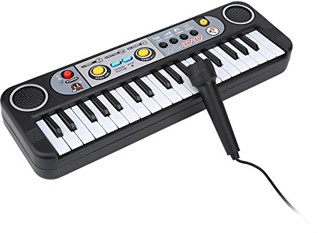 Drfeify Elektronisches Keyboard Piano, 37-Tasten mit Mikrofon und 24 Demos mit der Anpassung der Beats Digital Klavier Educational Musikinstrumente für Kinder Anfänger Schüler