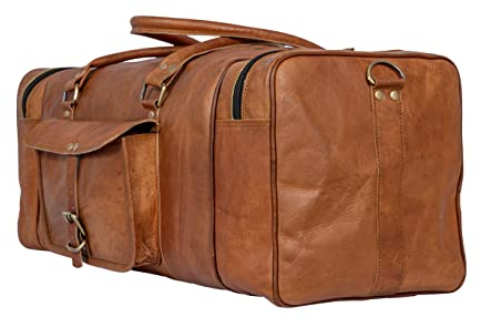 ALASKA EXPORTS Harvey Reisetasche/Reisetasche aus echtem Leder, Vintage-Stil, Unisex, Braun, braun, 21 inch