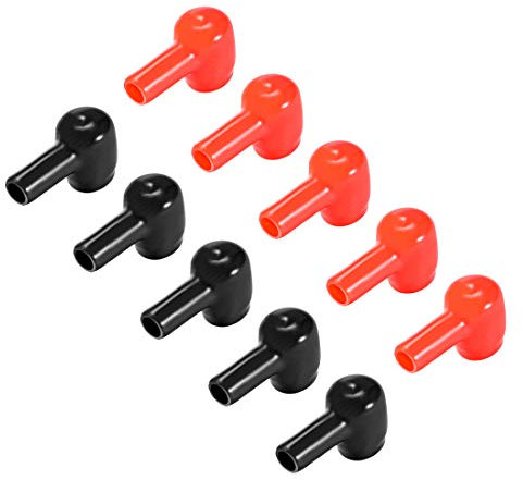 sourcing map Battery Terminal Insulating Rubber Protector Covers for 10mm Terminal 6mm Cable Red Black 5 Pairs