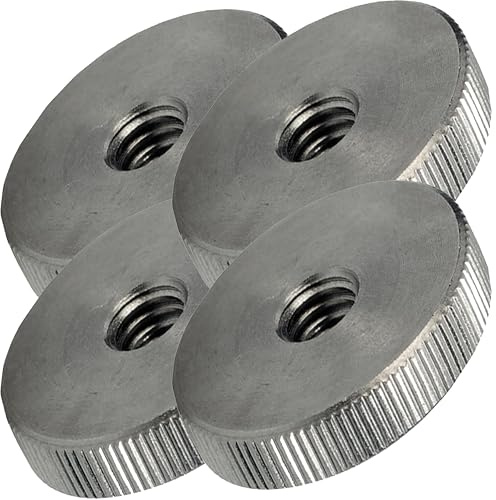 M6 Knurled Thumb Nuts Thin Type – A1 Stainless Steel DIN 467 Hand Tighten Round Knob Fasteners 24mm OD x 6mm for 3D Printers, Machines & Instruments (Pack of 4)