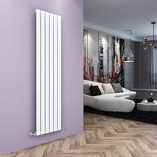 ELEGANT 1800 x 452 mm White Vertical Column Radiator Single Flat Panel Designer Bathroom Central Heating Radiator