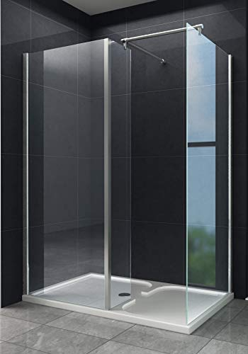 home-systeme Schneckendusche SARA 150 x 90 x 200 cm mit Tasse/Dusche Duschabtrennung Duschwand aus Aluminium, Gehärtetem Glas, Silber