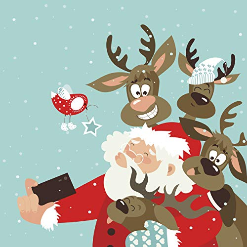 20 Lunch Servietten Santa mit Handy 33cm