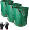 Gartensack,3er Set Gartensack,300L Gartenabfallsack aus robustem Wasserdichtes Polypropylen-Gewebe (PP) - Selbststehend und Faltbar Laubsäcke,inkl.1 Paar Gartenhandschuhe