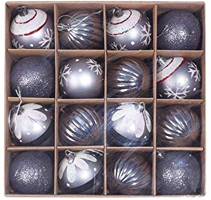 Morbuy Baumkugeln 16 Stück Christbaumkugeln Weihnachtskugeln 6cm, Kunststoff Weihnachtsbaumkugeln Plastik Bruchsicher, Weihnachtsbaumschmuck Weihnachtsdeko (Silber grau)