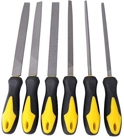 Set di 6 lime da officina, 8 pollici, colore incato, per legno, lime piatte triangolari e semicircolare, lima quadrata per officina, falegnameria, fai da te