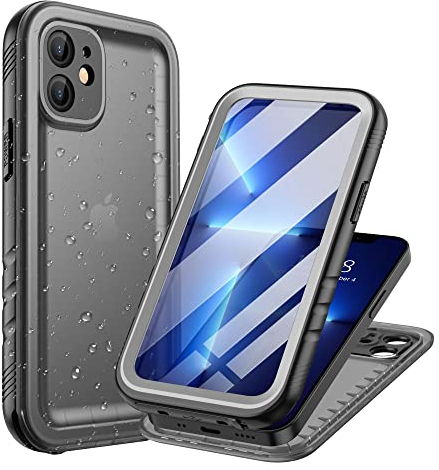 Cozycase Cover Per iPhone 12 Mini Impermeabile Antiurto - 360 Gradi Militare Rigida Armor【2m Anticaduta/Anti Urto】Custodia Subacquea Waterproof Antipolvere con Protezione/Copri Fotocamera/Schermo Nero