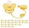 Goldener Baby-Schnuller, Personalisiertes Gebogenes Design, 26 Buchstaben, Sichere Materialien, Gesunder Bling-Baby-Schnuller, Neugeborenen-Essentials mit Clips für 6 Bis 18 Monate Baby(M)