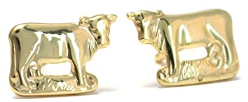 Kuh auf der Weide Ohrstecker aus echtem 585 Gelb Gold