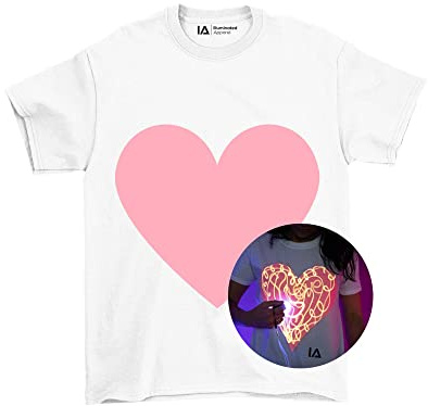 Illuminated Apparel Original Love Heart Interactive Glow in The Dark T-Shirt