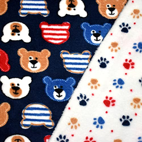 MAGAM-Stoffe Simon Bär Wellness Fleece Stoff Meterware 50cm (Dunkelblau)