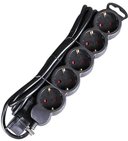 5-Fach Steckdosenleiste Mehrfachsteckdose Steckdose schwarz Kabellänge 3m