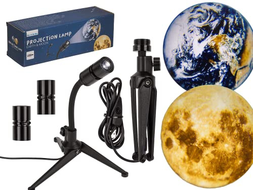 Out of the blue Lampe de Projection Terre & Lune Aluminium + ABS sur Trépied Env. X cm avec câble USB