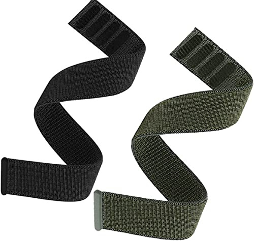 OTOPO 22mm Loop Nylon Armband für Fenix 6/Fenix 5/Fenix 7/ EPIX 2, Ultraleichtes Schnell Trocknen Schleife Waschbar Uhrenarmband für Garmin Forerunner 955 - Schwarz+Grün