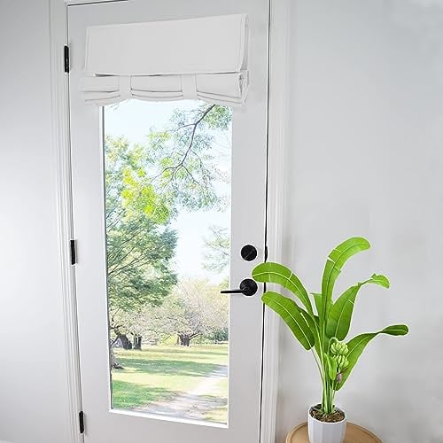WdFour Kleine französische Türvorhänge für Türfenster, Raumverdunkelung, einfarbig, Türfensterabdeckung für Glastür, Vordertür, Seitenlichtvorhang, Schatten, 76,2 x 178,8 cm, grauweiß, 1 Paneel