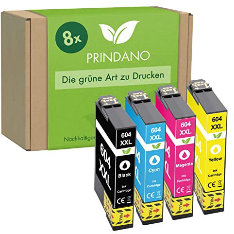 Prindano 8 Patronen kompatibel mit Epson 604 604XL Druckerpatronen Expression Home XP-2205 XP-4200 XP-4205 XP-3205 Workforce WF-2930DWF WF-2950DWF WF-2935DWF Multipack (8er-Pack)