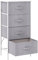 KU Syang Dresser with 4 Drawers - Fabric Chest of Drawers with Large Storage Space, Modern Tall Tower Unit Storage Organiser for Living Room/Bedroom, Wooden Top and Metal Frame (White/Grey)
