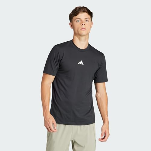 adidas Men's Workout Logo Tee, Black/White, S