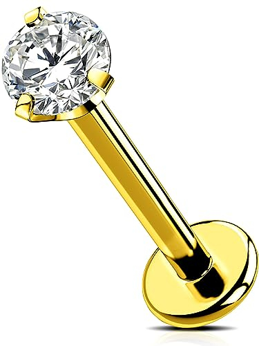 OUFER Threadless Labret Stud Lippenpiercing Gold 6/8/10/12mm Push-In Lip Bars Titan Helix Tragus Ohrring Schmuck 16G