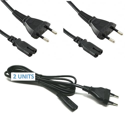 AIWA 2PACK / 1.5 meter EU European Plug to Fig Figure 8 Mains Cable Lead/Travel Ada pter/Travel Accessory/Black EU C7 F8 CORD