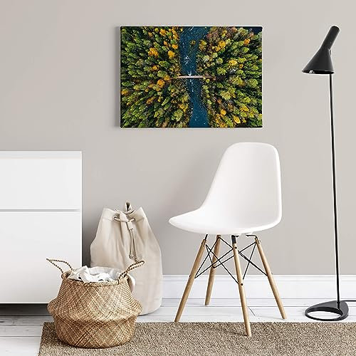 A.S. Création Leinwandbild Brücke im Wald - Kunstdruck grün - 70x50 cm Querformat - moderne Wanddekoration Schlafzimmer Wohnzimmer Küche - Bild auf Keilrahmen