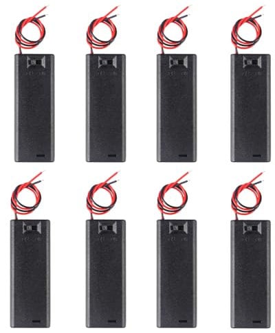 8PCS AA Battery Holder with Cover AA Battery Holder Case with ON/Off Switch 1.5V, 1.5V Series DIY Battery Storage Boxes, 1 Slot Black Plastic Batteries Case for AA Battery