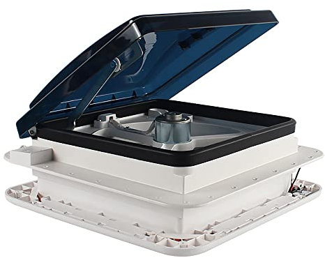 Caravan Roof Vent Fan with LED Light 28x28cm RV Air Vent Ventilation 12V Exhuast Fan RV Roof Vent Caravan Roof Cover Reversible for Campervan