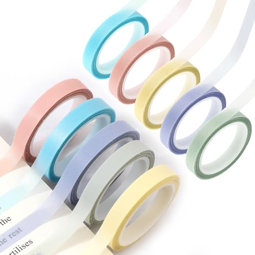 ASTER 10 Rollen Transparent Farbiges Klebeband, 6 mm x 5 m Farbiges Markierungsaufklebe, Abnehmbare Textmarker-klebeband Fluoreszierendes Klebeband, Marker zum Lesen und Notizen