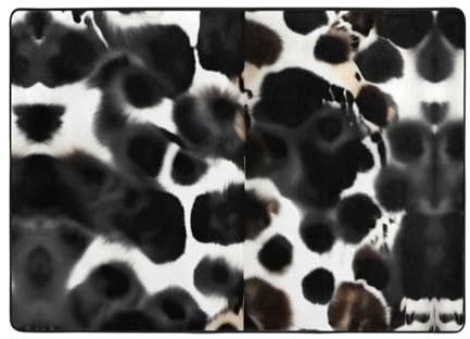 BREAUX Rutschfeste Bodenmatte mit Kuhfell-Druck, Waschlappen, 203,2 x 147,3 cm, für Heimdekoration, Wohnzimmer usw