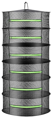 Eamecl Séchoir à plantes en maille de qualité supérieure - Kit de séchage à suspendre - Filet en nylon pliable - Déshydrateur alimentaire - Sac de transport à 6 couches