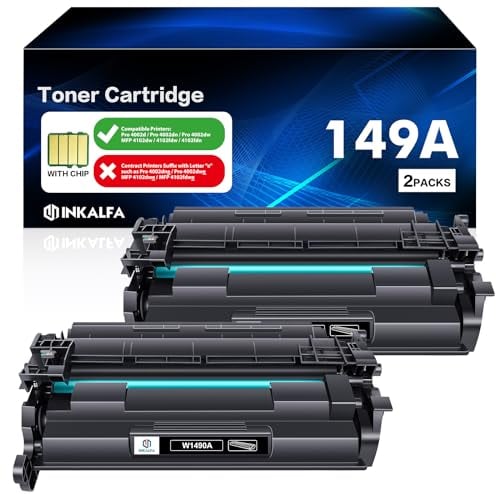 inkalfa 149A W1490A Toner (Mit Chip) Kompatibel für HP 149A 149X W1490A W1490X Toner für Laserjet MFP 4102fdw 4102dw 4102fdn Pro 4002dn 4002dw 4002d (Schwarz, 2er-Pack)