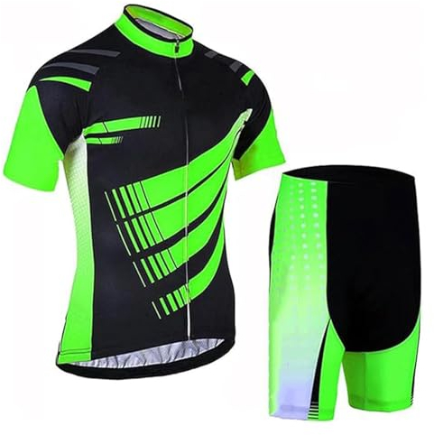 Herren Radtrikot Set Fahrrad Kurzarm Set + Männer Radhose mit 9D Sitzpolster MTB Fahrradbekleidung Schnell Trocknend Atmungsaktiv Fahrradbekleidung (A-3,5XL)