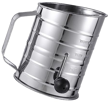 Alipis Hand-Operated Powder Sieve Sugar Powder Sifter Rotary Sieve Cup Handheld Flour Sifter Kitchen Flour Filter Crank Sieve Cup Flour Filter for Baking Kitchen Flour Sifter Baking Sieve