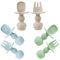 PandaEar Lot de 6 Cuillères et fourchettes en silicone pour bébé - Premiers ustensiles d'auto-alimentation anti-étouffement pour bébé à partir de 3 mois (Bleu)