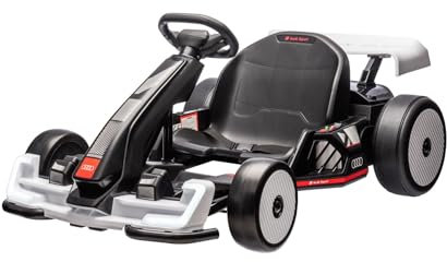 Aufsitz-Driftkart 24 V, weiß, LED-Beleuchtung, 2 x 150 W Motor, Driftmodus mit Einer Geschwindigkeit von 12 km/h, solide Stahlkonstruktion, Verstellbarer Sitz, MP3-Player