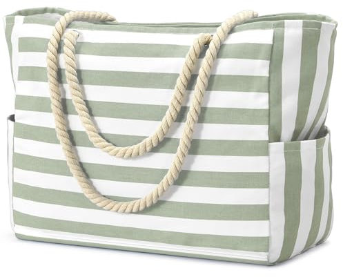 oscaurt Strandtasche Tote Bag Shopper Tasche Damen Strandtasche mit Reißverschluss Groß Badetasche Faltbare Reisetasche Einkaufstasche Schwimmtasche Urlaub Must Haves